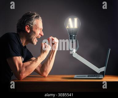 artificial intelligence, ai, kampfansage, artificial intelligences, cyborg Stock Photo