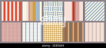 Minimalist Striped and Checkered Patterns Set Stock Vector