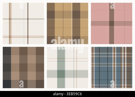 Scandinavian Tartan Plaid Seamless Patterns. Stock Vector