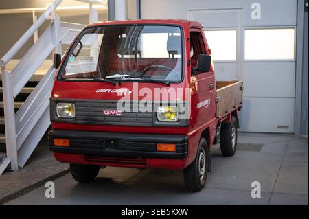Gme Rascal Ad Pickup truck parked outside night club in La Paz Baja Mexico Stock ...