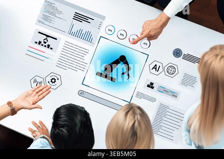 Robotic process automation enhances industrial efficiency through AI integration, intelligent control, and data-driven automation, improving workflow Stock Photo