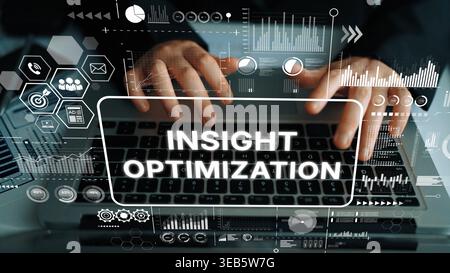 Hands on Keyboard with Digital Graphs and Text Insight Optimization for Data Analysis and Performance Improvement. Asymptotic smart data analytic. Stock Photo