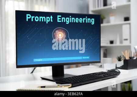 Generative AI virtual assistant tools for prompt engineer and user for ease of engage artificial intelligence AI technology help people to work with Stock Photo