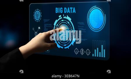 Big Data analytics technology for business intelligence and insights. A concept of processing and visualizing large datasets for strategic decisions Stock Photo