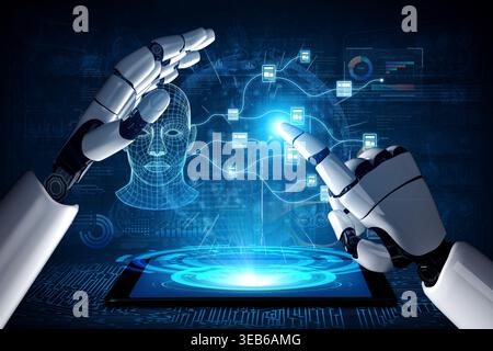AI file management uses smart indexing, automated search, and virtual tools to organize, access, and process digital data efficiently. Artificial Stock Photo