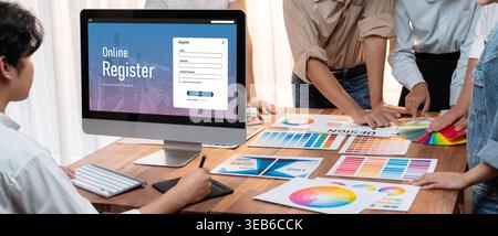 Online registration form for brisk form filling on the internet website Stock Photo