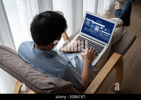 Generative AI virtual assistant tools for prompt engineer and user for ease of engage artificial intelligence AI technology help people to work with Stock Photo