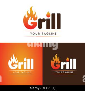 G fire logo design template best for restaurant and cafe logo template, g grill vector logo, BBQ vector illustration Stock Vector