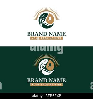 Modern and creative logo design combining leaf, sun, and water drop Stock Vector