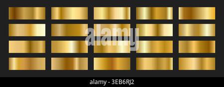 Metallic Gold set. Elegant gradients and Foil for luxury design Palette and effects. Vector illustration Stock Vector