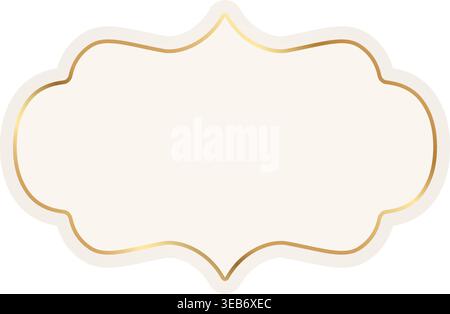 Asian luxury decorative label with golden border. Ramadan design element. Islamic ornamental luxury frame. Vector illustration Stock Vector