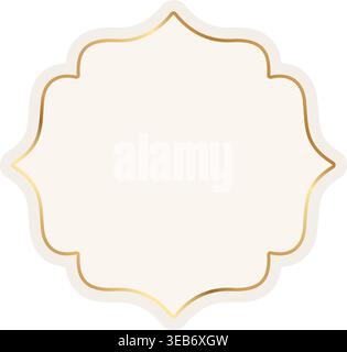Arabic decorative frame with golden border. Ornamental elegant luxury label. Vintage badge, wedding insignia, sale sticker, vector frame certificate. Stock Vector