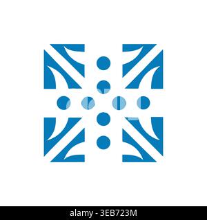 Blue Geometric Cross Icon Stock Vector