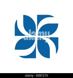 Blue Symmetrical Pinwheel Square Stock Vector