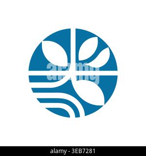 Blue Circular Leaf Motif Stock Vector