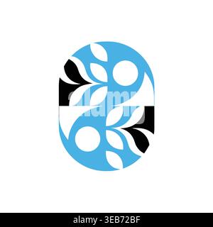 Blue Black Floral Circle Stock Vector