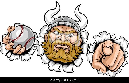 Viking Baseball Ball Sports Team Mascot Man Stock Vector
