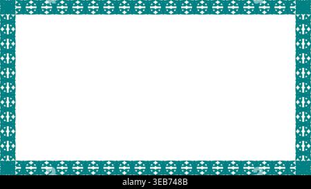 Teal decorative geometric frame border, stylish rectangular outline for certificates, invitations, documents, and creative design projects Stock Vector