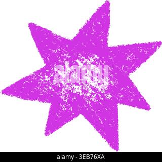 Crayon irregular star shape icon. Abstract chalk starburst symbol. Hand drawn burst sticker. Graphic design collage element. Spiky cartoon figure Stock Vector