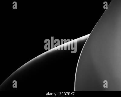 Silent Curves- minimalist abstract composition featuring smooth intersecting curves in grayscale, emphasizing form, contrast, modern fine‑art geometry Stock Photo