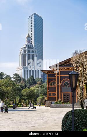 Batumi, georgia 21 april 2026: iconic batumi tower and sheraton hotel buildings contrasting with traditional architecture in georgia, reflecting city Stock Photo