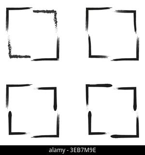 Ink brush frame. Grunge border square. Rough paint shape. Vector bold frame Stock Vector