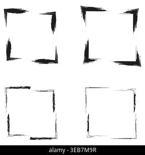 Brush paint frame. Grunge border square. Rough stroke shape. Vector artistic frame Stock Vector