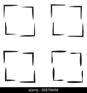 Grunge corner border. Brush stroke shape. Rough square outline. Vector abstract element Stock Vector