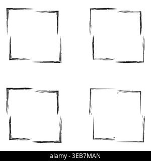 Brush stroke frame border. Square rough outline. Abstract paint element. Vector design Stock Vector
