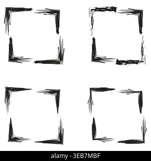 Brush paint frame. Grunge border square. Bold stroke shape. Vector expressive frame Stock Vector