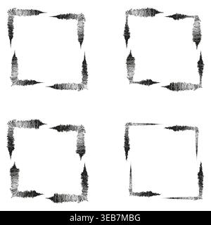 Sketch stroke frame. Scribble border square. Rough line shape. Vector abstract frame Stock Vector
