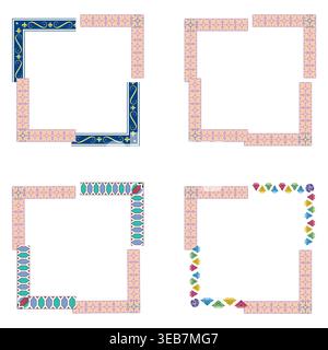 Ornament frame border. Floral pattern frame. Decorative square shape. Vector vintage ornament Stock Vector