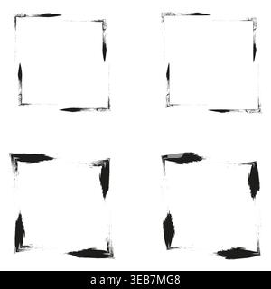 Broken square frames. Sharp line borders. Vector corner strokes. Fragmented box set Stock Vector