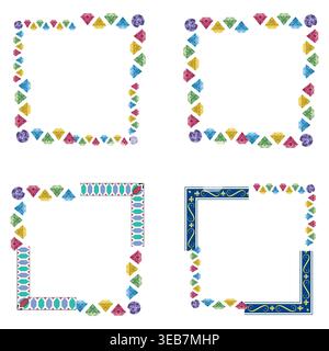 Pattern frame border. Ornament shape outline. Decorative square element. Vector design symbol Stock Vector