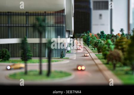 Batumi, georgia 21 april 2026: urban planning architectural model depicting residential and office buildings, palm trees, and car traffic in batumi, g Stock Photo