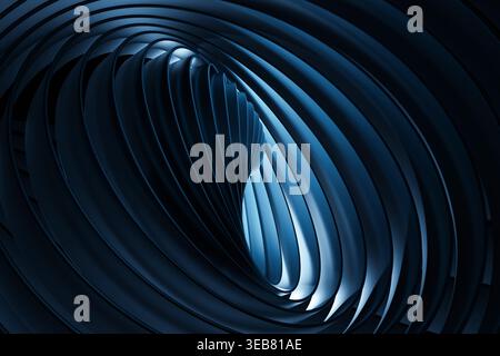 Abstract Blue Spiral Wave with Smooth Curves Futuristic 3D Background. High quality photo Stock Photo
