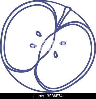 Apple fruit slice vector line art illustration. Stock Vector
