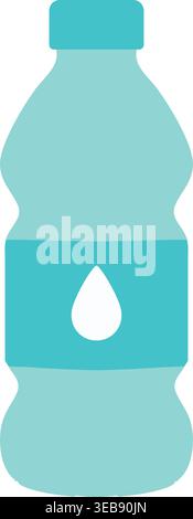 Simple fitness illustration of a blue sports water bottle with a cap and a central droplet label. Stock Vector