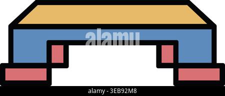 Simple fitness illustration of a blue and beige aerobic step platform used for cardio and strength workouts. Stock Vector