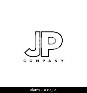 Trendy letter J and P, JP logo design template. Minimal monogram initial based logotype for company identity. Stock Vector
