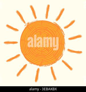 Doodle vector sun drawing, hand painted sun brush texture graphic design element for summer and holiday backgrounds Stock Vector