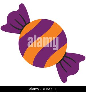 Simple Halloween candy icon in purple and orange color. Flat vector illustration perfect for seasonal design, stickers, icons, decorations and festive Stock Vector