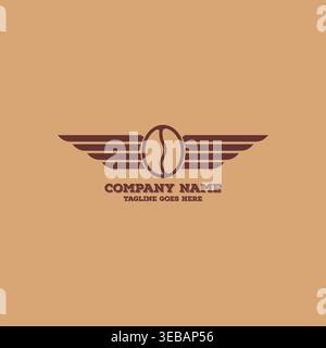 Minimalist Roasted Seed Symbol With Flying Wing Shape And Caffeine Espresso Grain Stock Vector