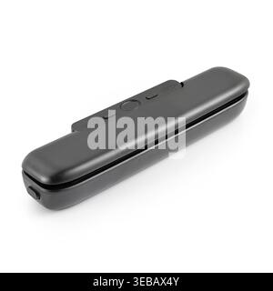 Detailed view of the electronic control buttons and indicator lights on a modern vacuum sealing machine Stock Photo