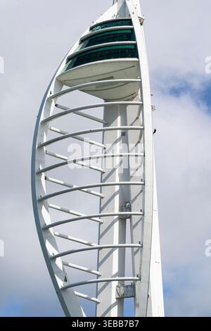 The iconic Spinnaker Tower is  a 170-metre (560 ft) landmark observation tower in Portsmouth, UK. Sail shaped to reflect the city’s maritime history Stock Photo