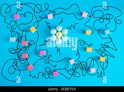 complex messy management, bureaucracy,red tape,organization and communication problems,business disruption, complicated decision tree, stock photo, fr Stock Photo