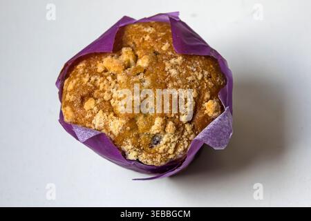 Sweet blueberry muffin cake isolated on white background Stock Photo