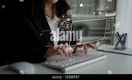 Data analytics and big data strategy for real-time analytics, predictive data modeling, business intelligence analytics, and data-driven decision Stock Photo