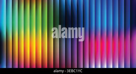 Abstract colorful vertical glass gradient bars background with vibrant spectrum Stock Vector