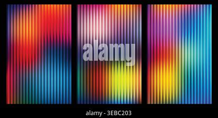 Set of abstract vertical glass gradient banners with vibrant colors Stock Vector